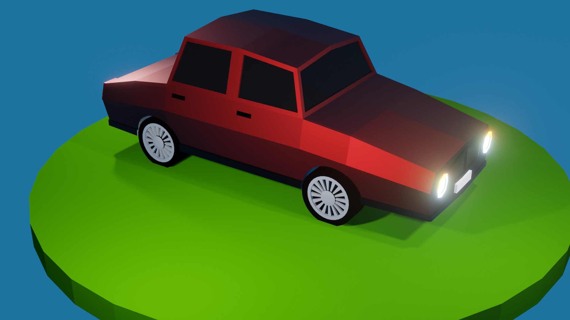Cartoon Low Poly Car 01 - Hatchback Low-poly 3D model Free low-poly 3D model