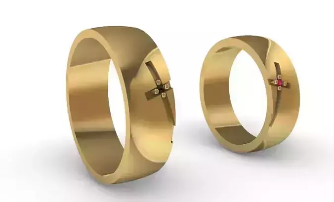 Alianzas de Matrimonio con cruces 3D print model