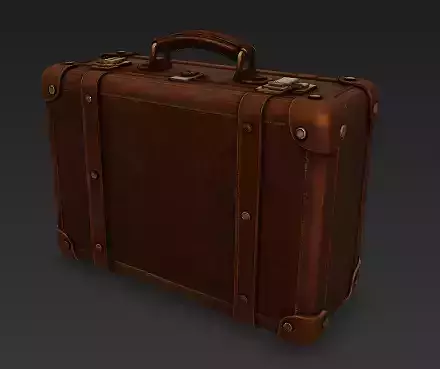 Vintage Leather Suitcase Game-Ready 3D Model
