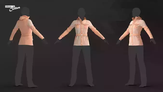 Women Orange Coat - 116 Marvelous Designer and Clo3D