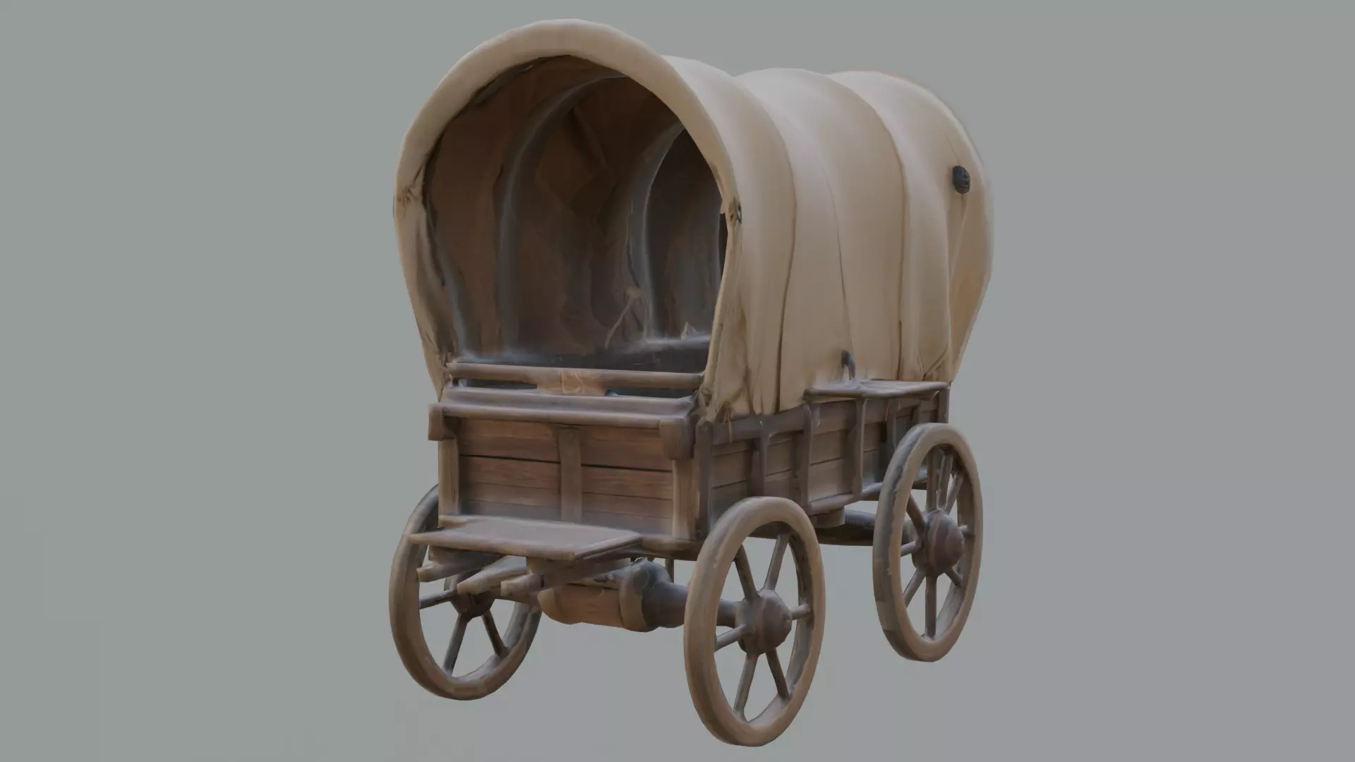 Low-Poly Desert Wagon with Lanterns Game Ready Asset Low-poly 3D model