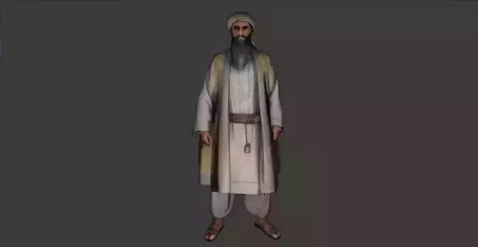 Middle Eastern Sage - Rigged PBR Character for Games 3D model