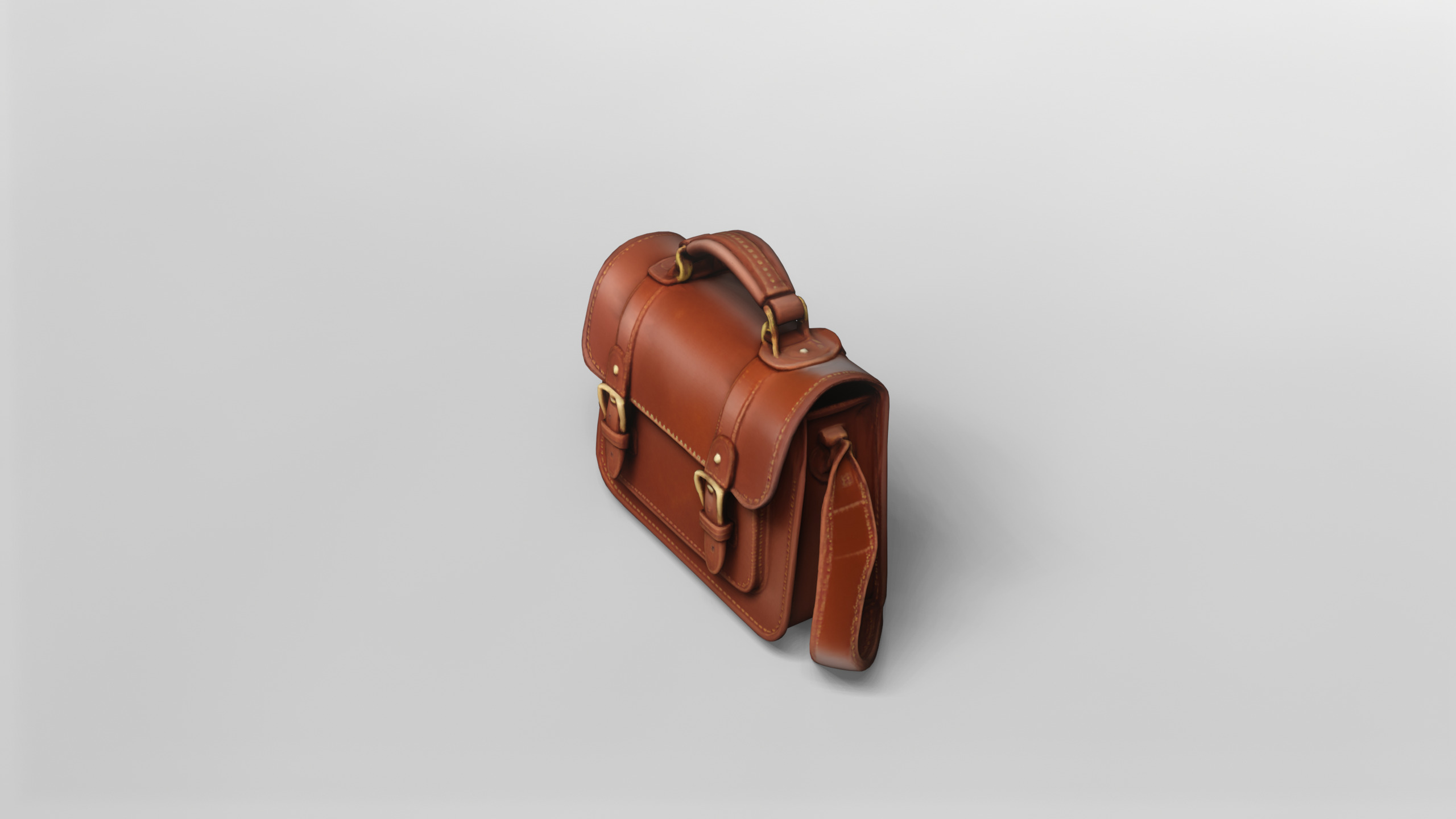 Classic Leather Satchel 3D Model 3D model_3