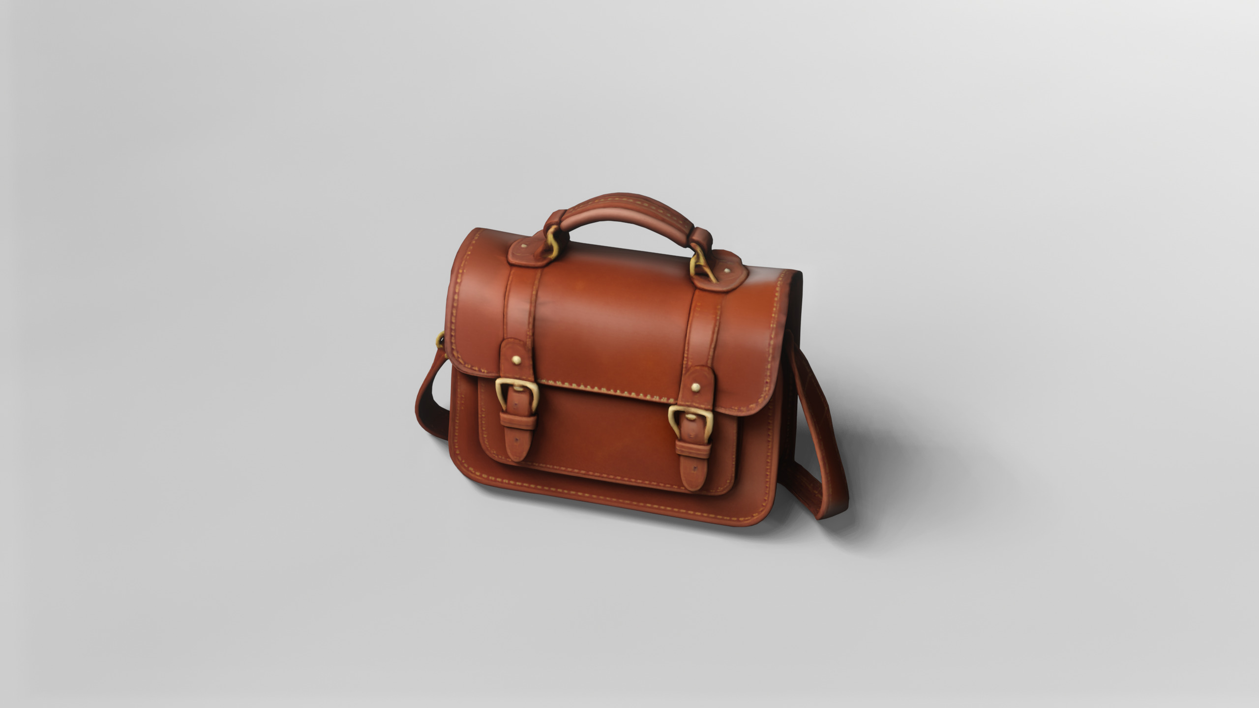 Classic Leather Satchel 3D Model 3D model_2