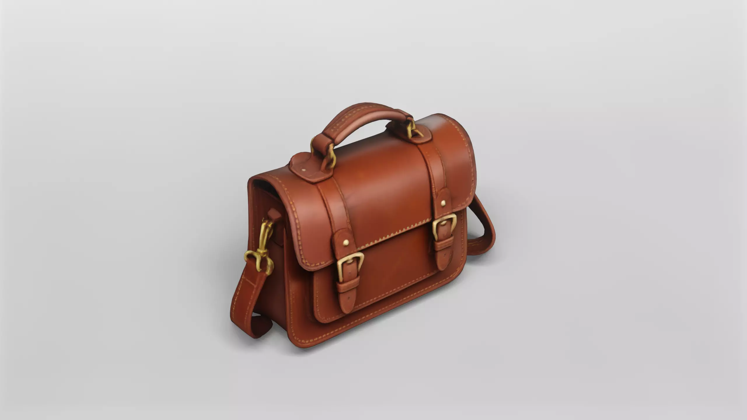 Classic Leather Satchel 3D Model 3D model_0