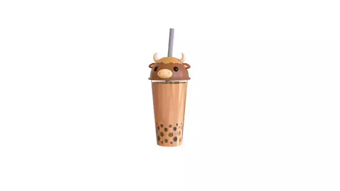 Low-Poly Bubble Cow Tea Cute 