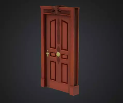 Low Poly door Low-poly 3D model_0