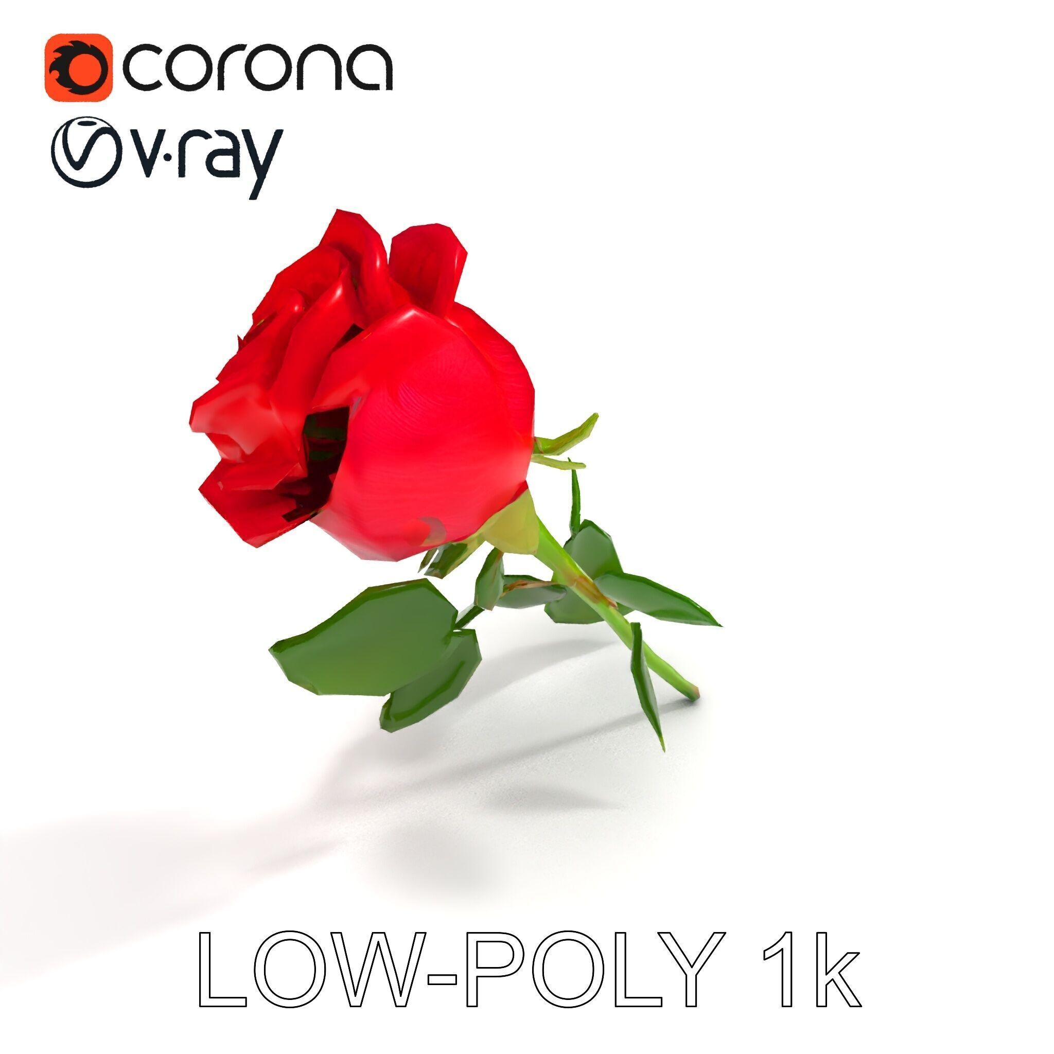 Realistic Red Rose D Model Pack Low-poly 3D model_12