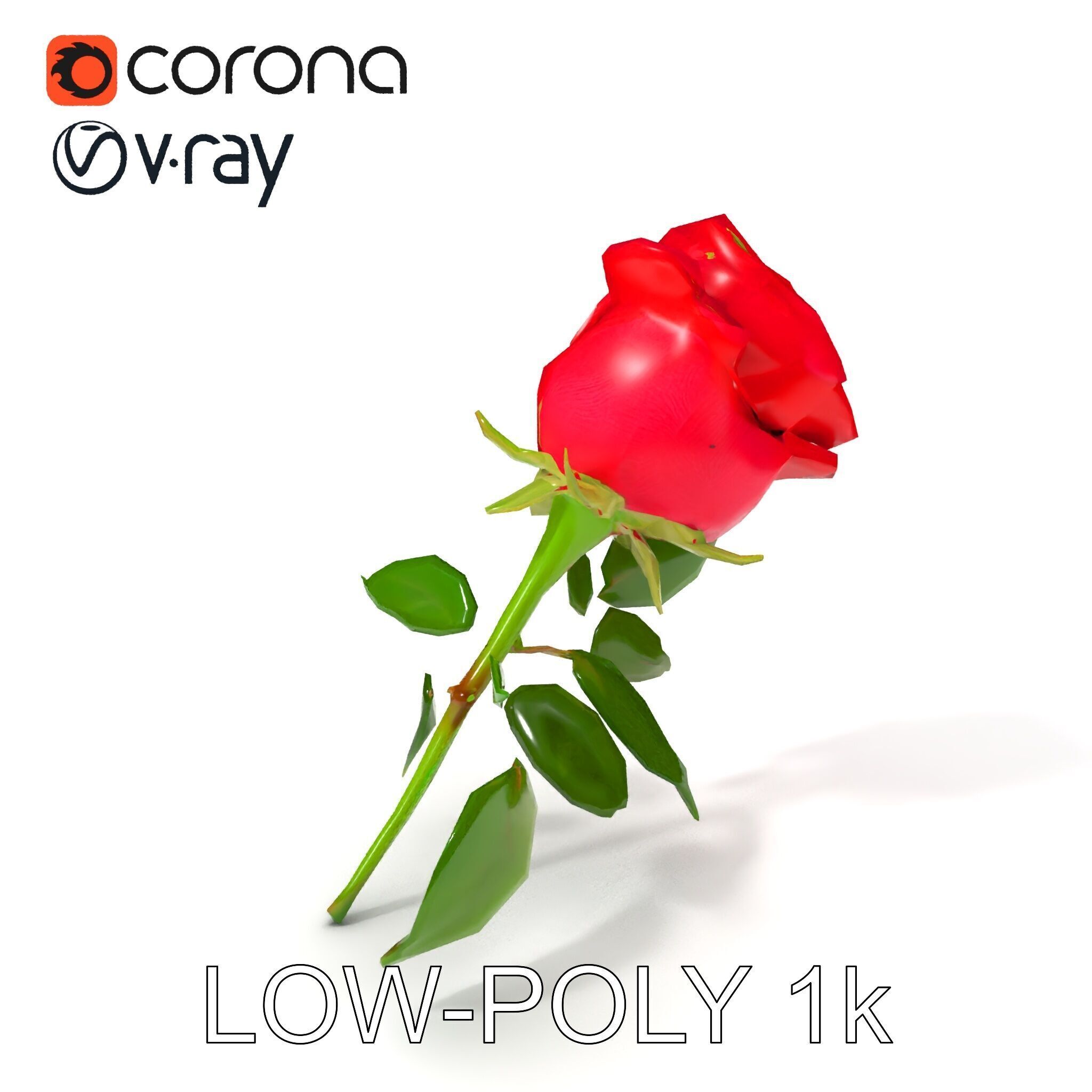 Realistic Red Rose D Model Pack Low-poly 3D model_31