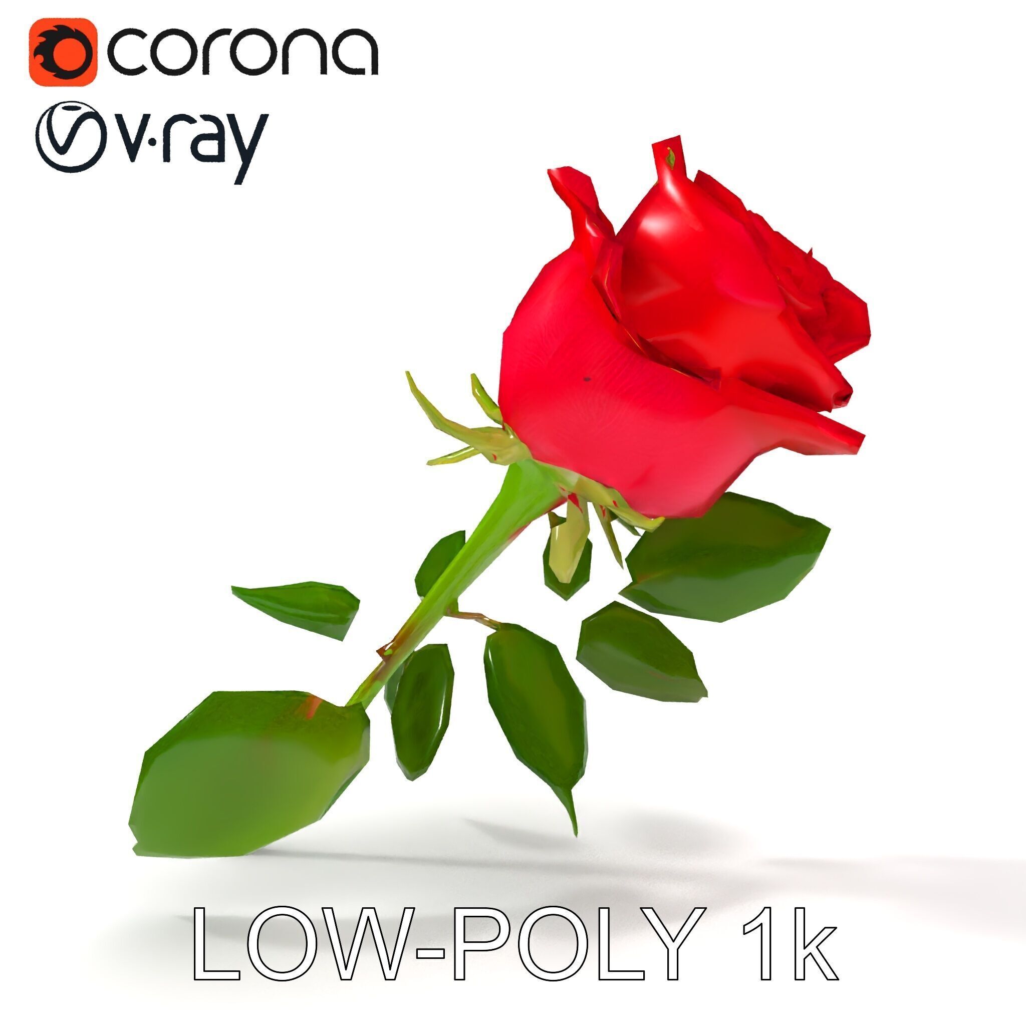 Realistic Red Rose D Model Pack Low-poly 3D model_17