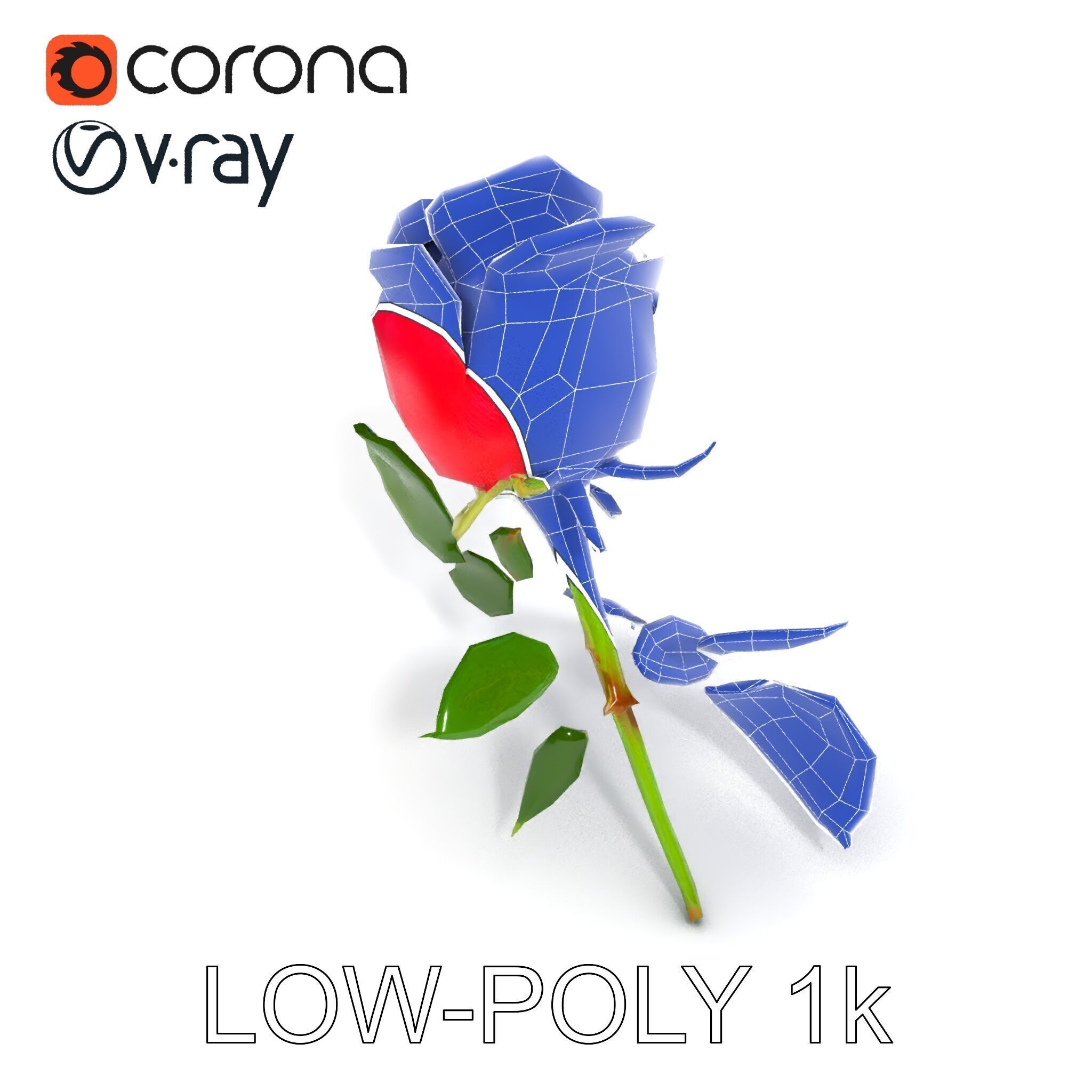 Realistic Red Rose D Model Pack Low-poly 3D model_7