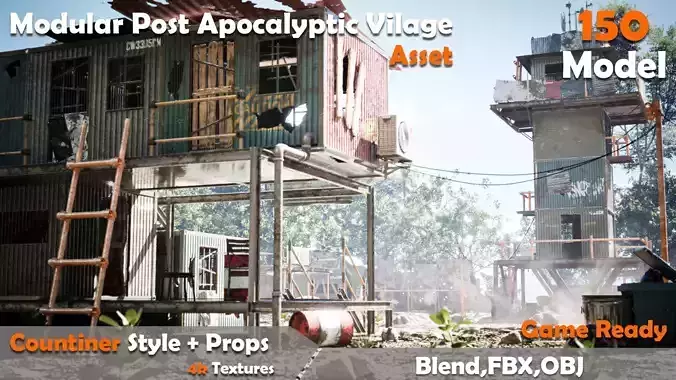 Modular Post Apocalyptic Village Asset