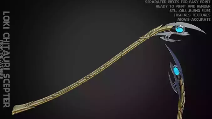 Loki Chitauri Scepter Full Height for Cosplay