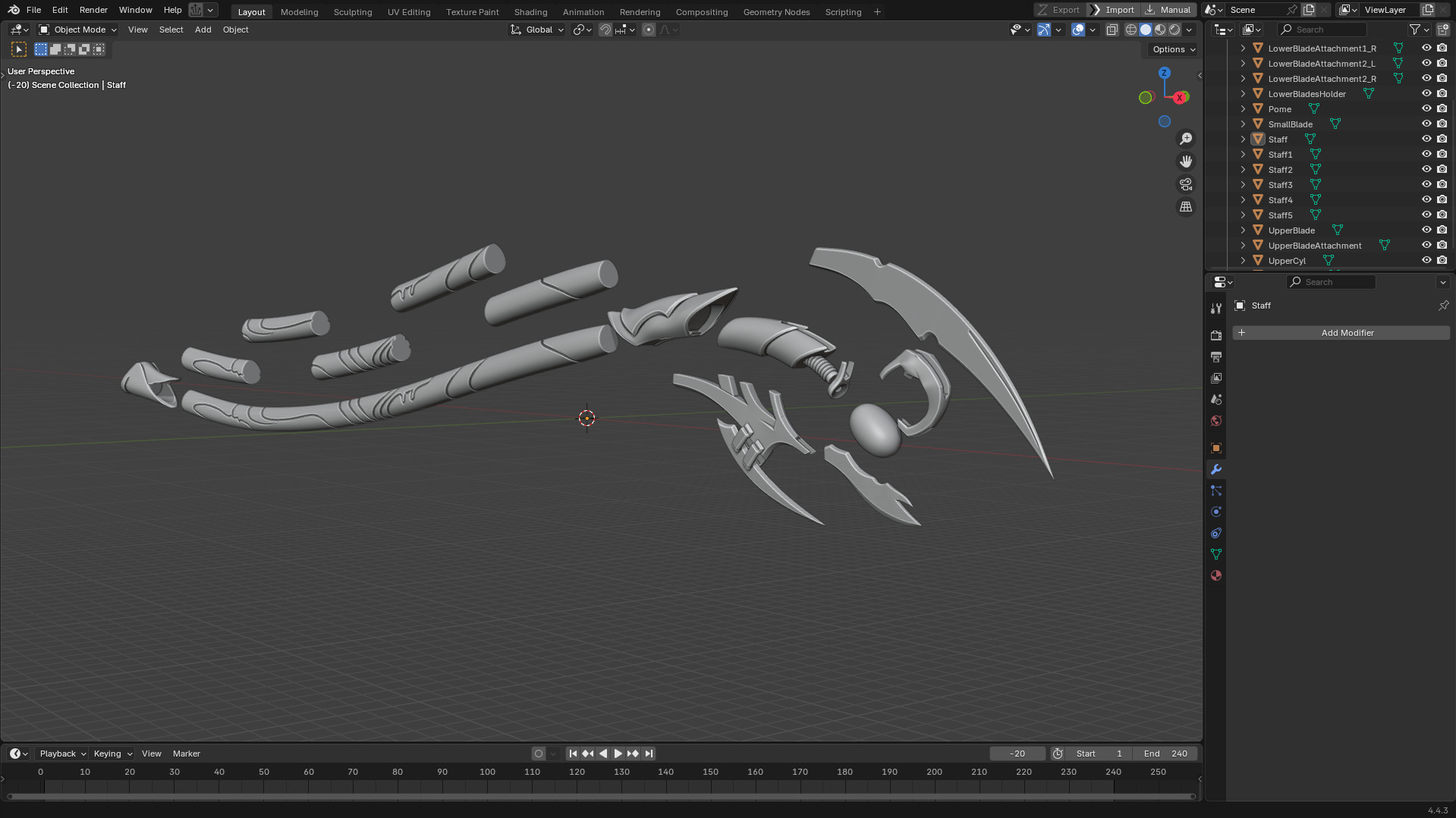 Loki Chitauri Scepter Full Height for Cosplay 3D print model_12