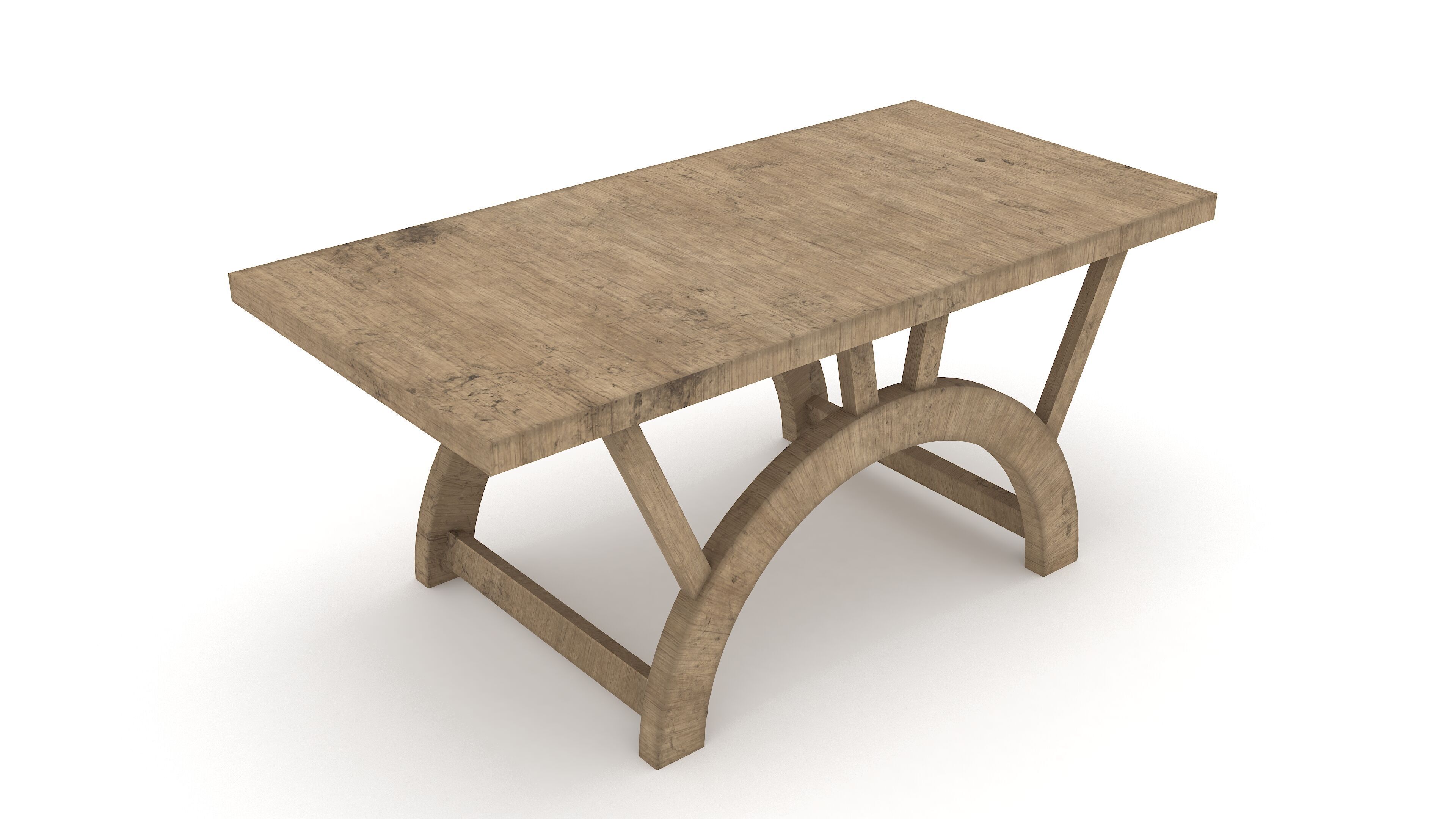 Wooden Center Table 3D Model Low-poly 3D model_1