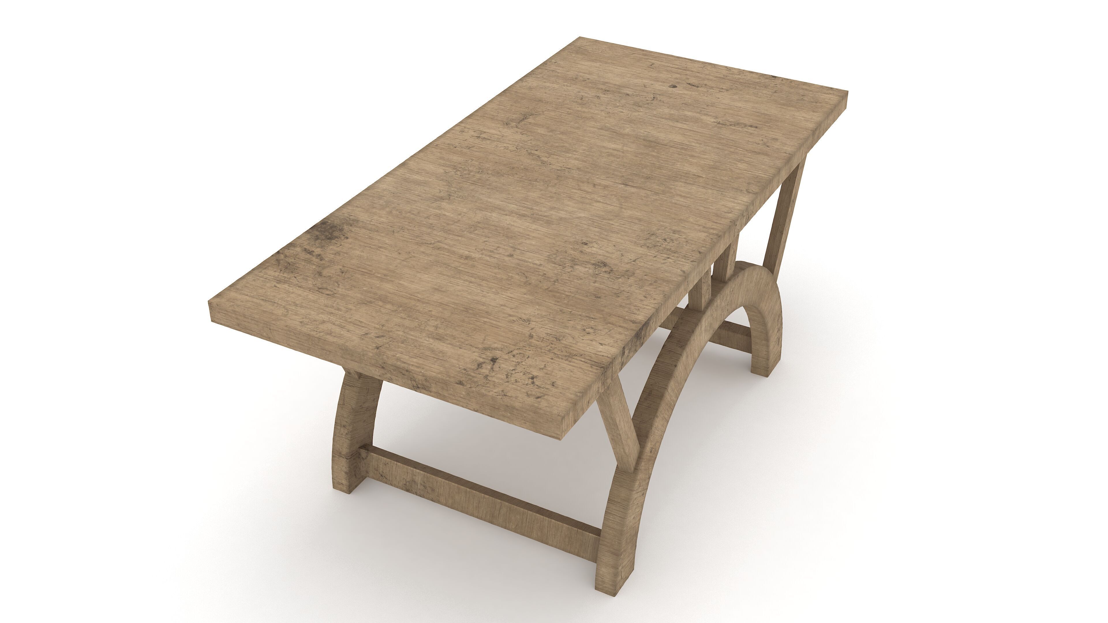 Wooden Center Table 3D Model Low-poly 3D model_3
