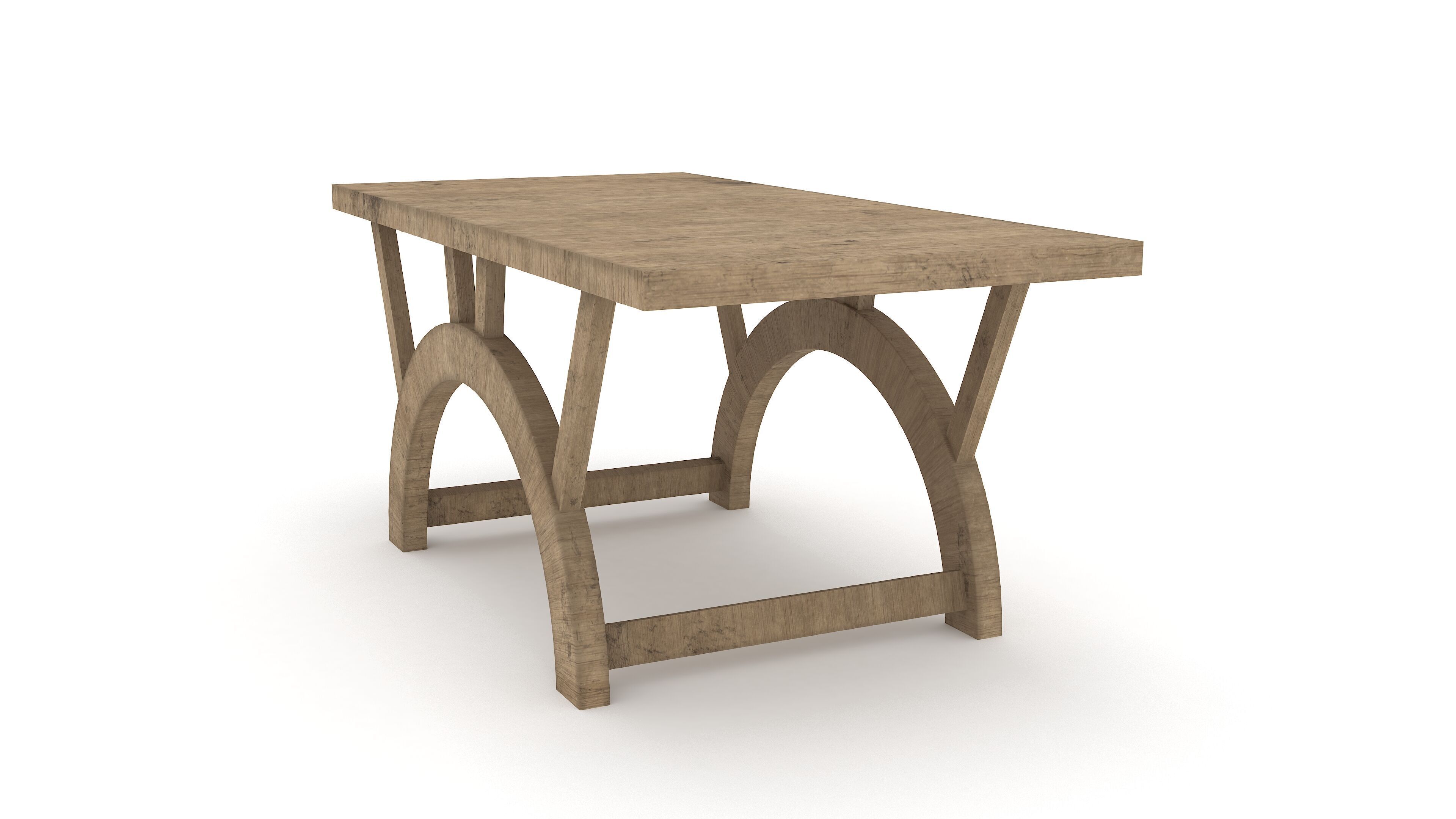Wooden Center Table 3D Model Low-poly 3D model_4