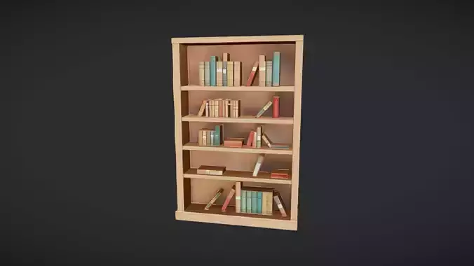 wooden bookshelf with books
