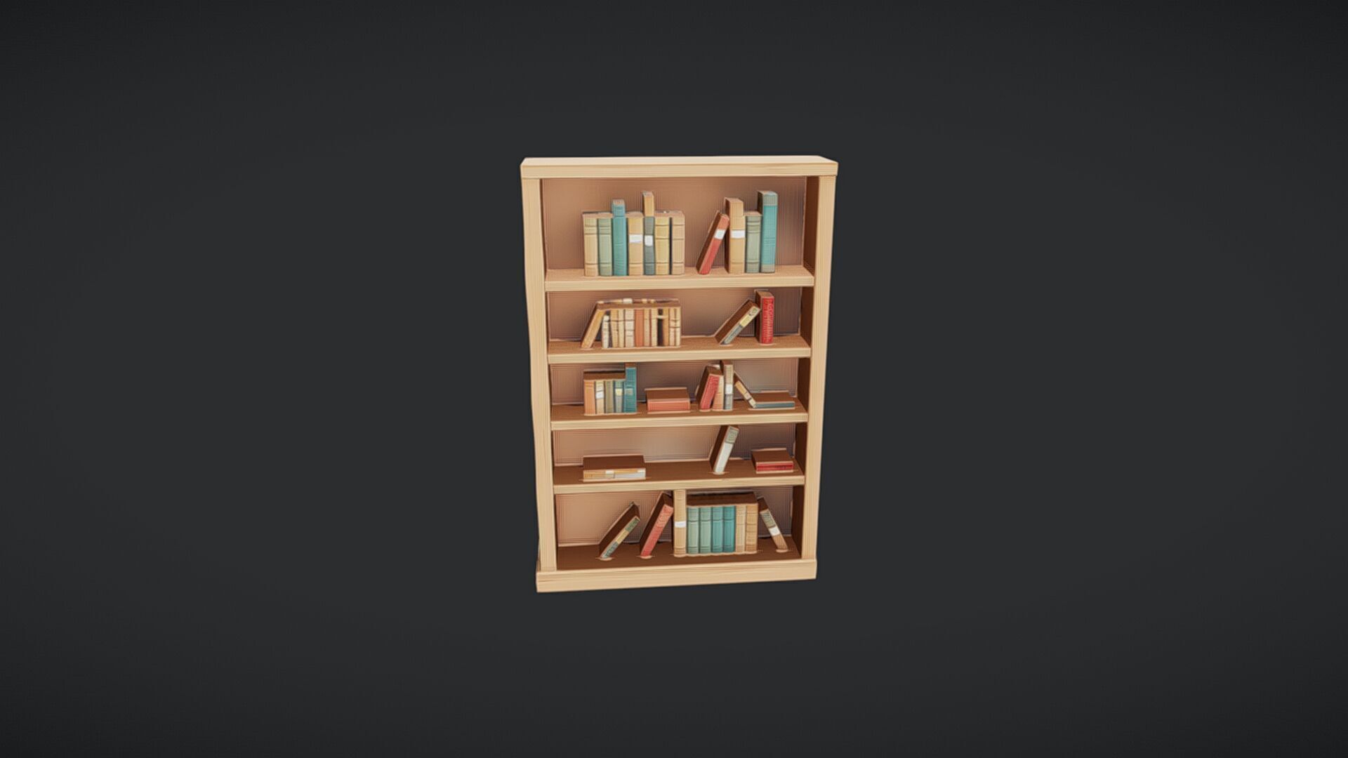 wooden bookshelf with books 3D model_25