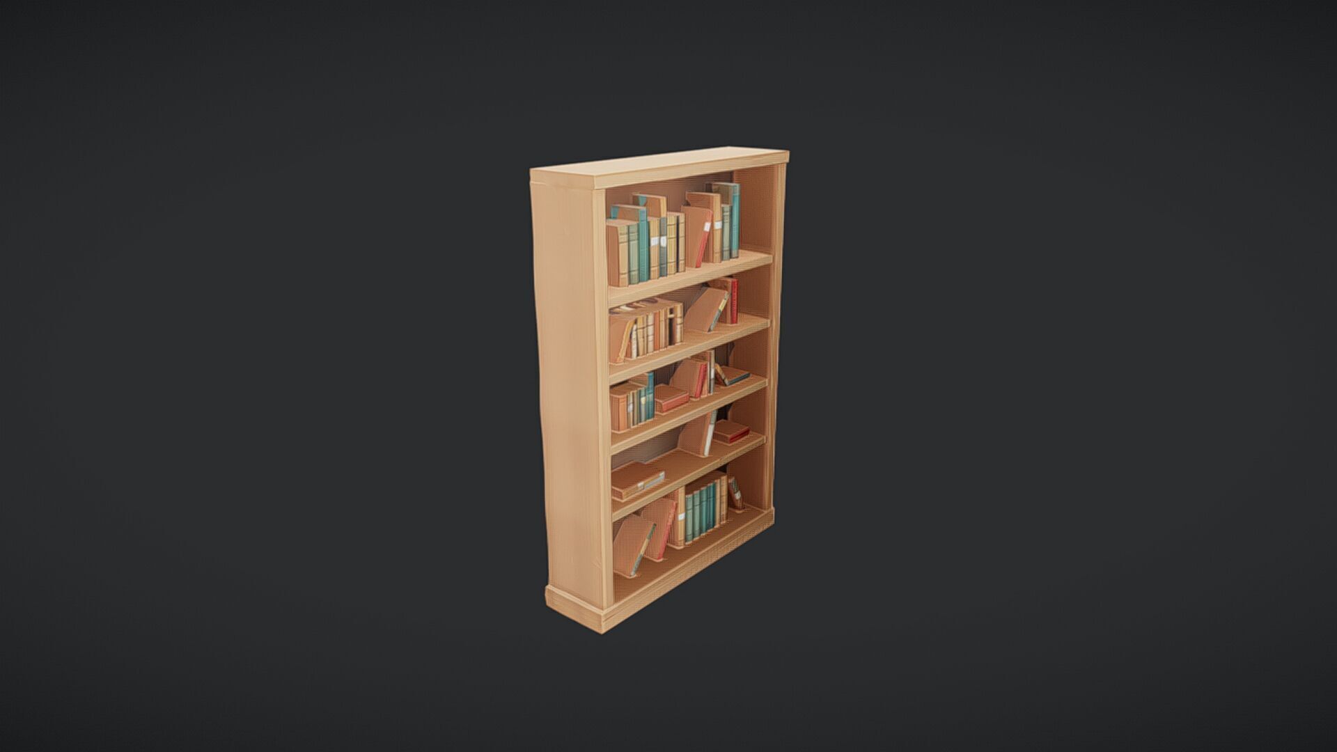 wooden bookshelf with books 3D model_17