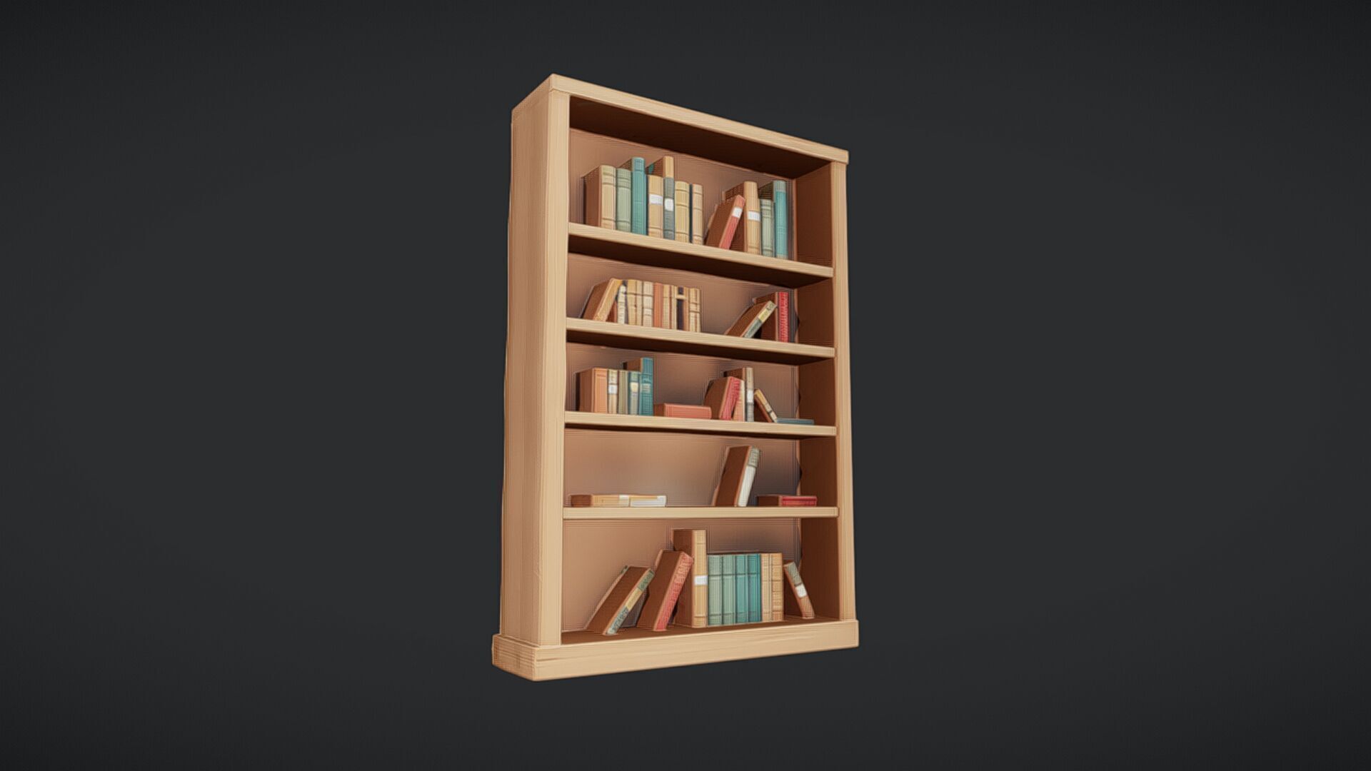 wooden bookshelf with books 3D model_23