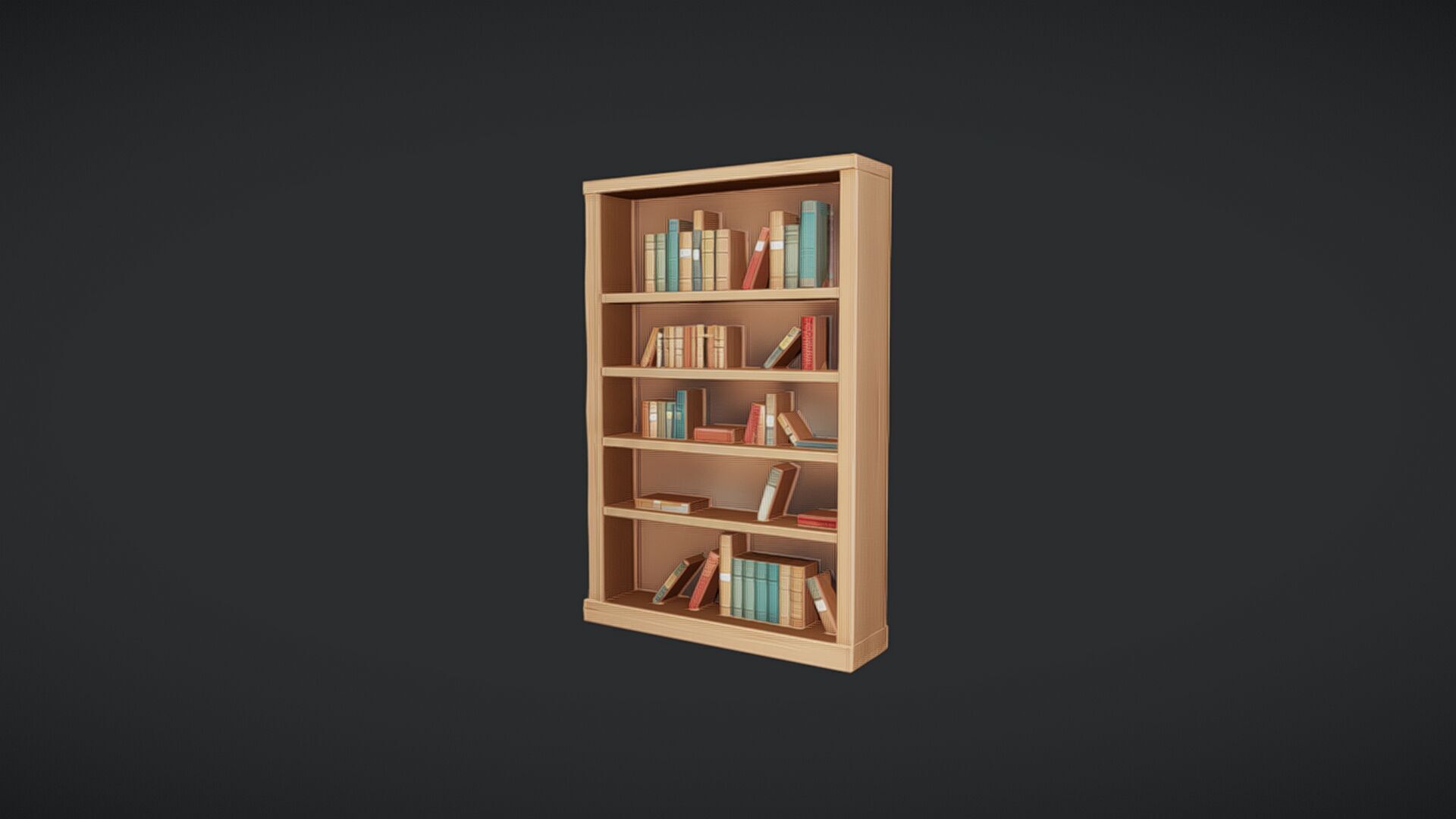 wooden bookshelf with books 3D model_26