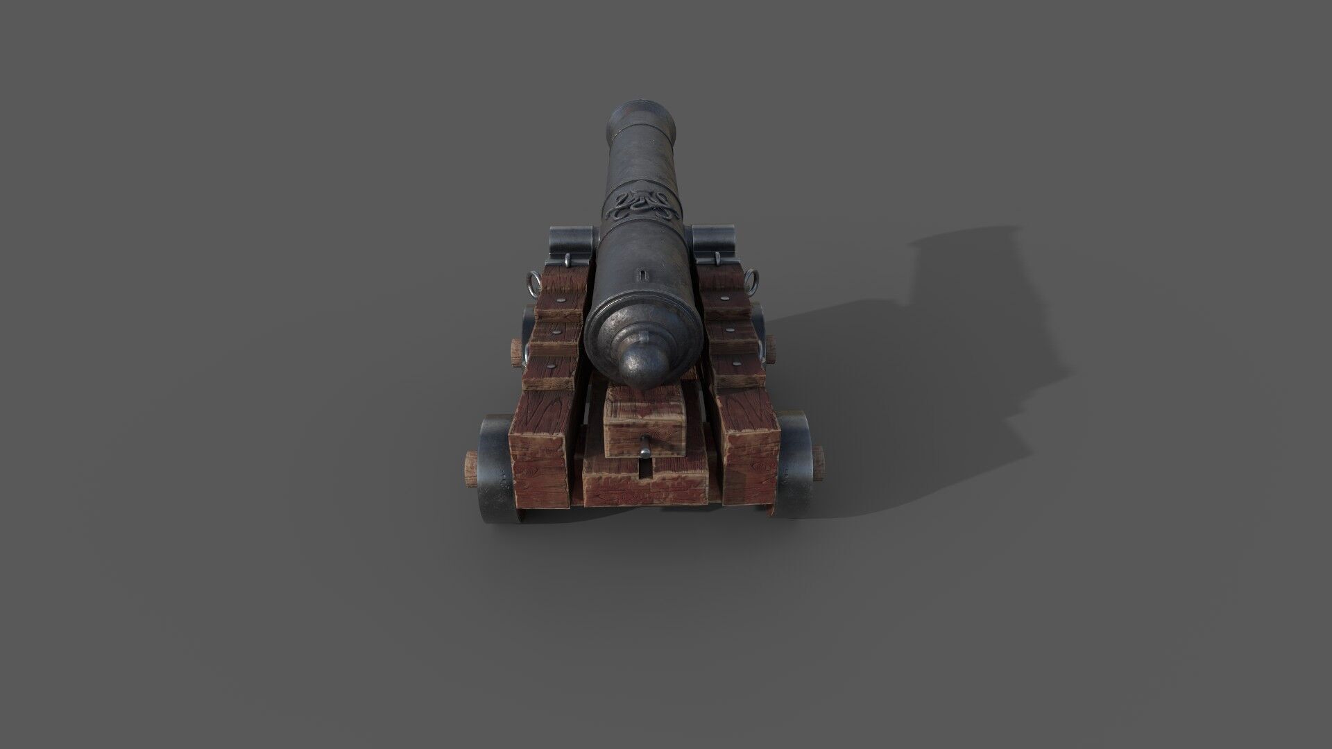 3D Ship Cannon Low-poly 3D model_2