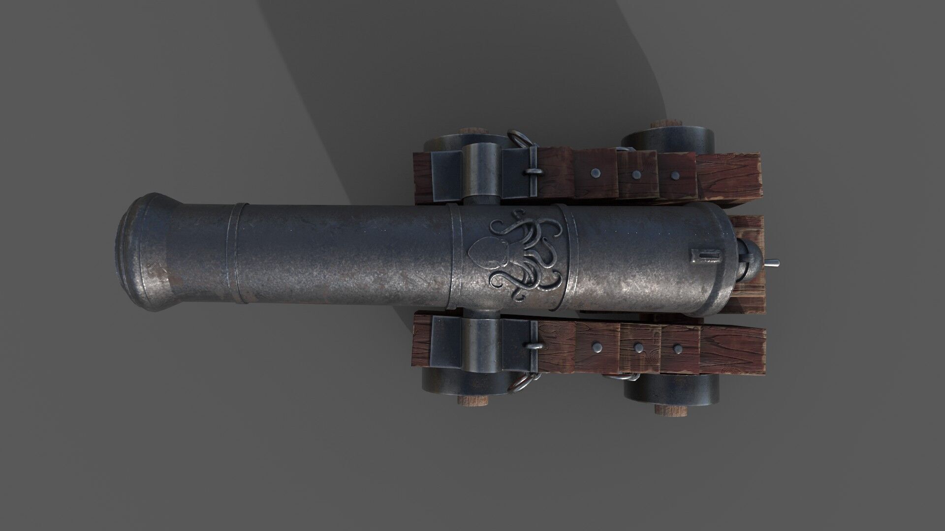 3D Ship Cannon Low-poly 3D model_3