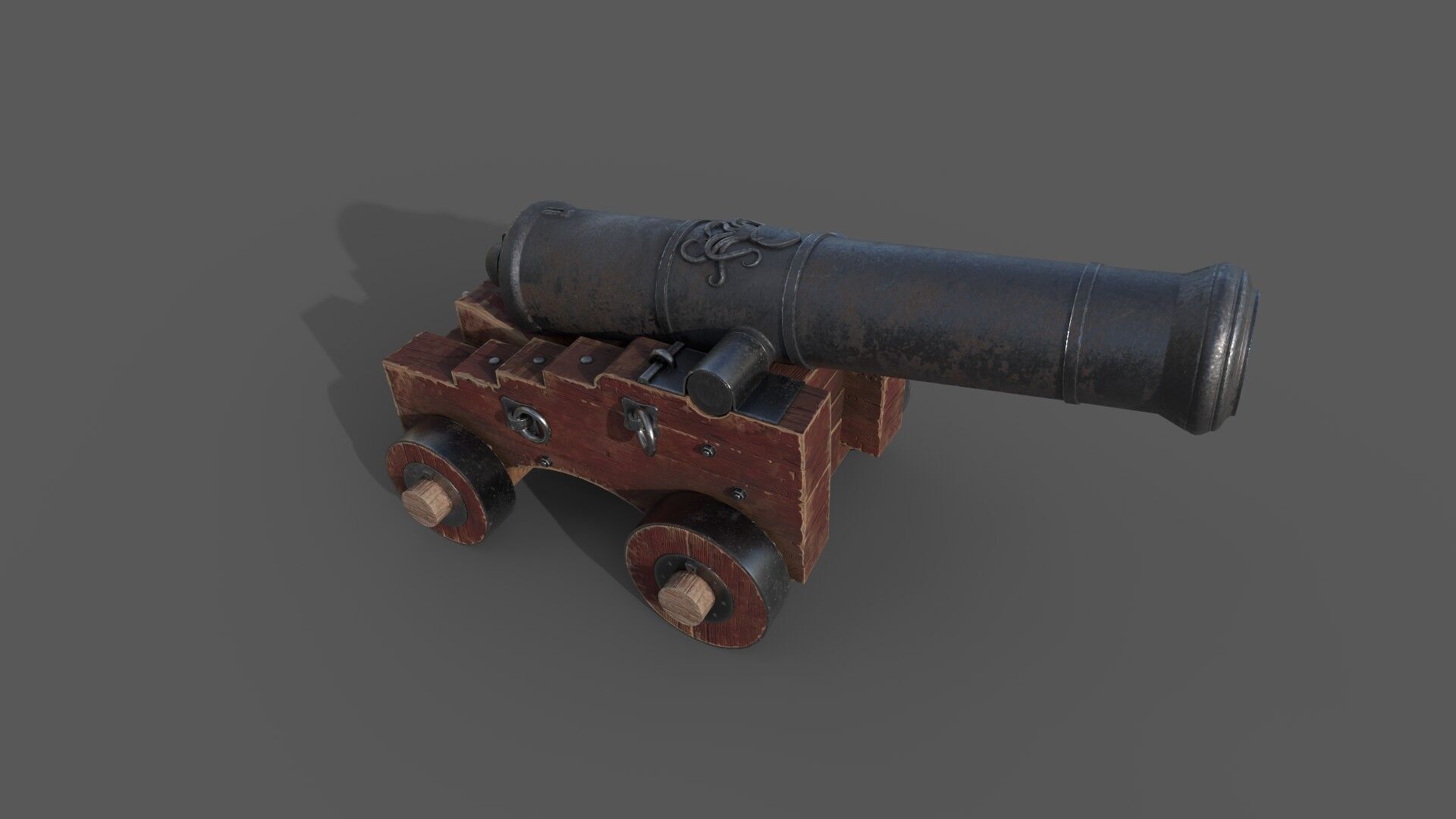 3D Ship Cannon Low-poly 3D model_1