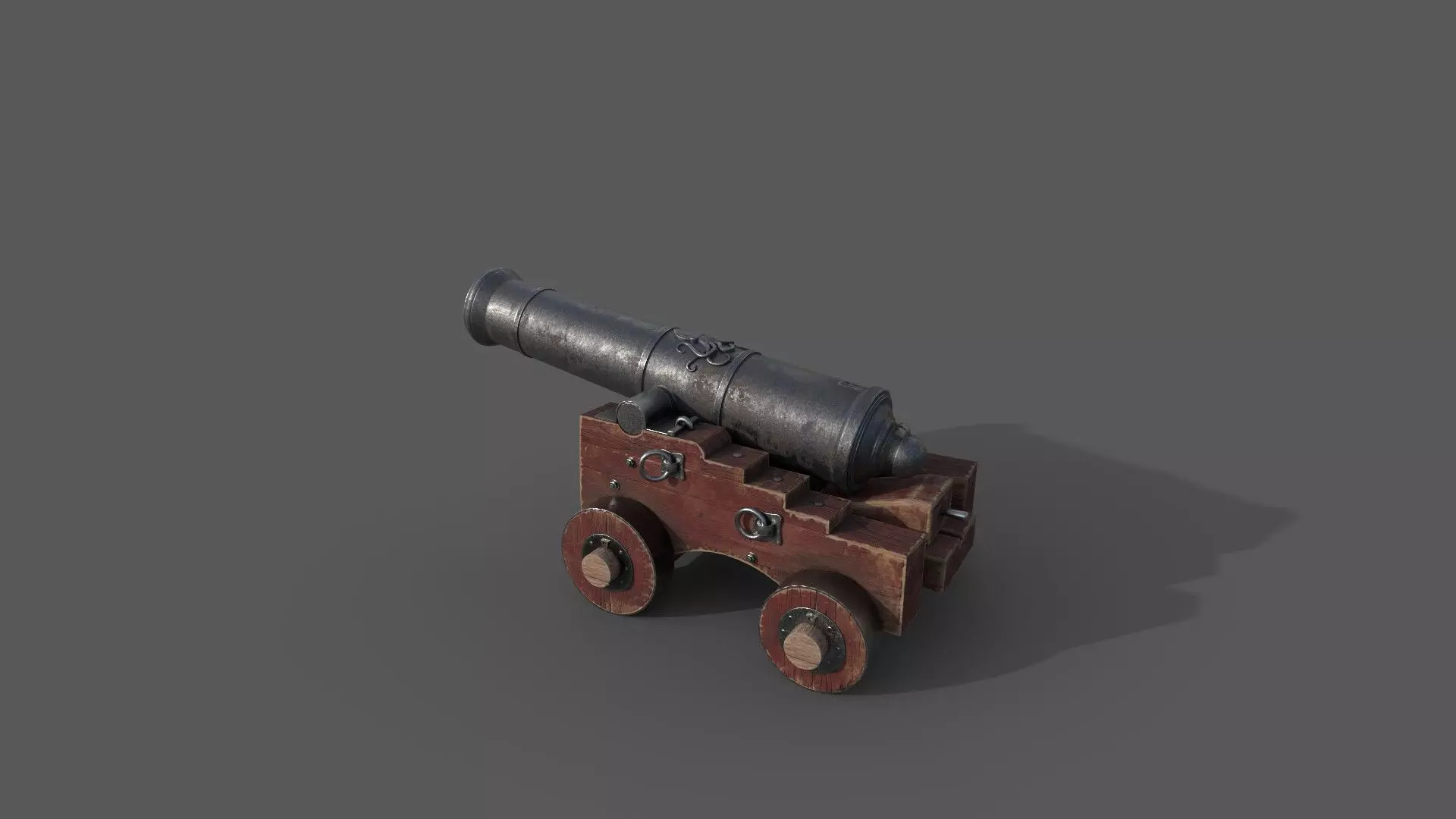 3D Ship Cannon Low-poly 3D model_0