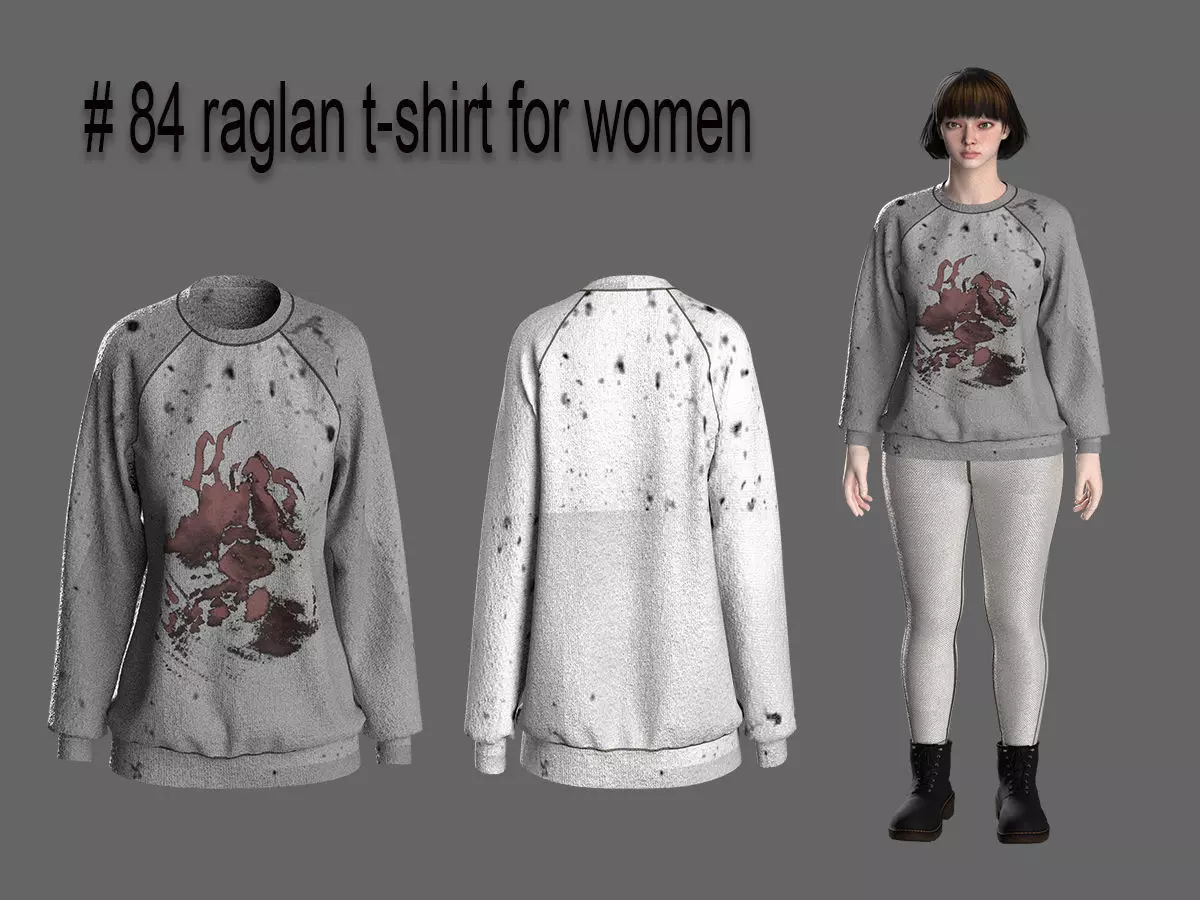 84 raglan t-shirt for women 3D print model_0