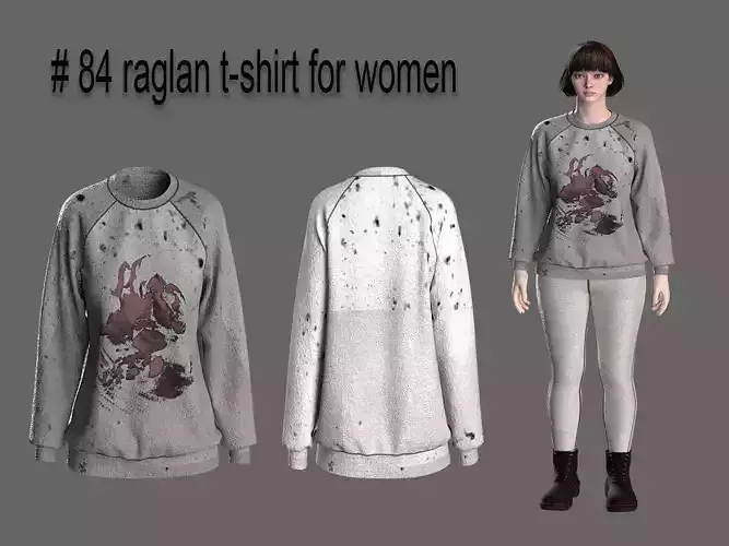 84 raglan t-shirt for women 3D print model 84 raglan t-shirt for women 3D print model