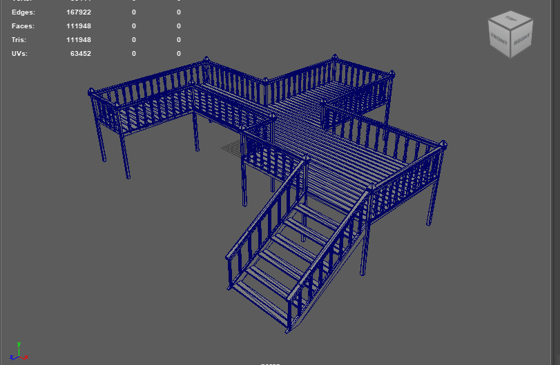 Wood Deck Veranda 3D model_14