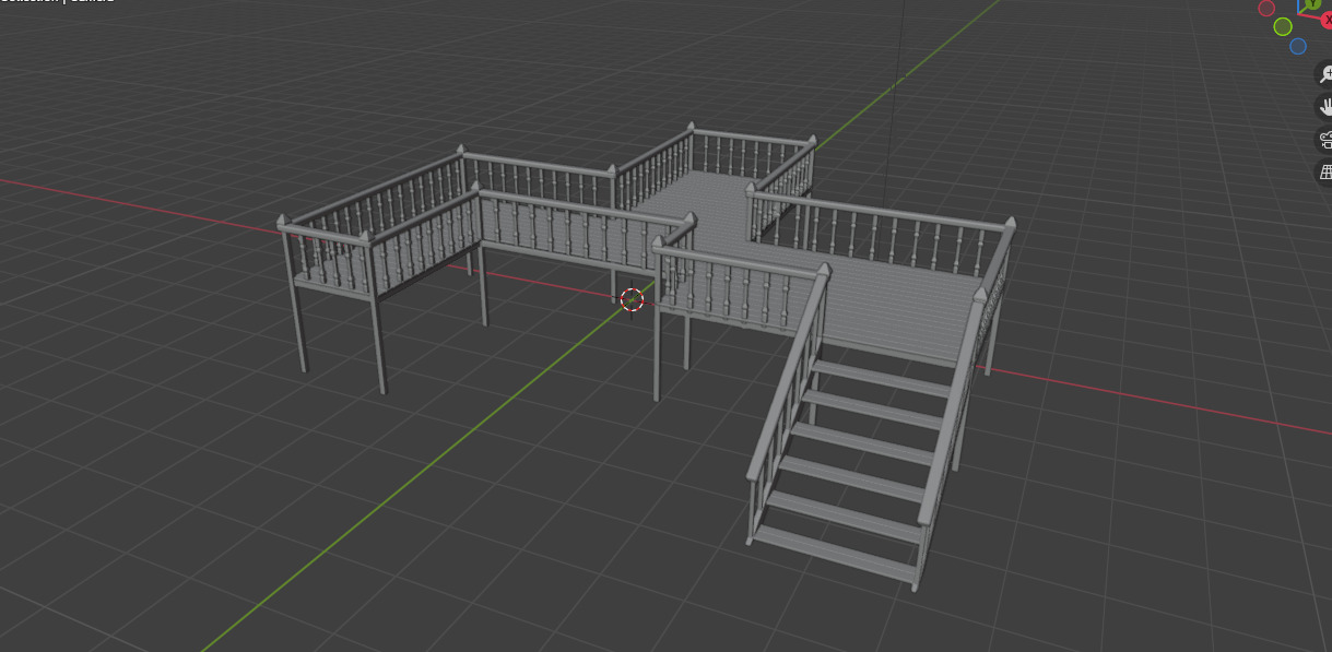 Wood Deck Veranda 3D model_13