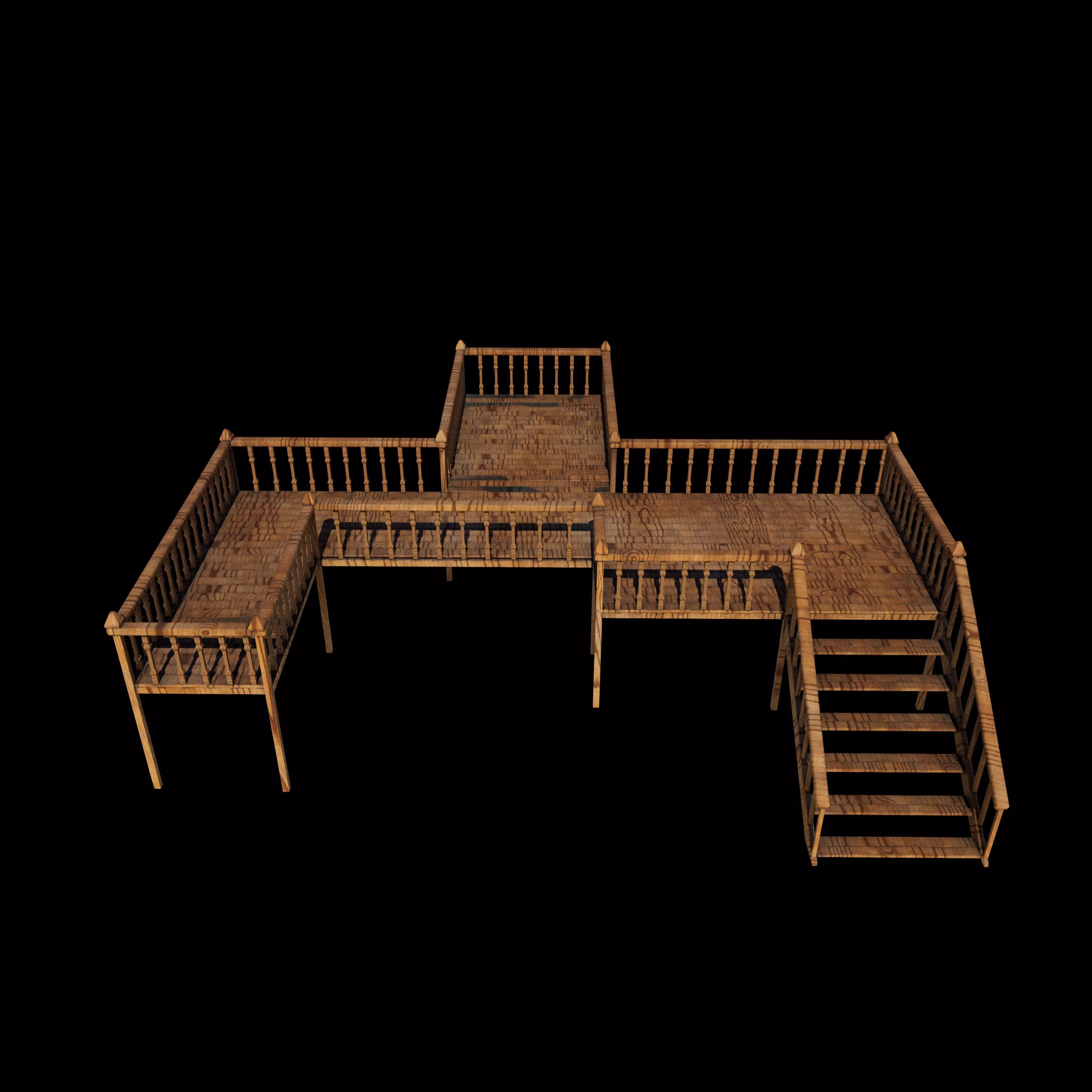 Wood Deck Veranda 3D model_0