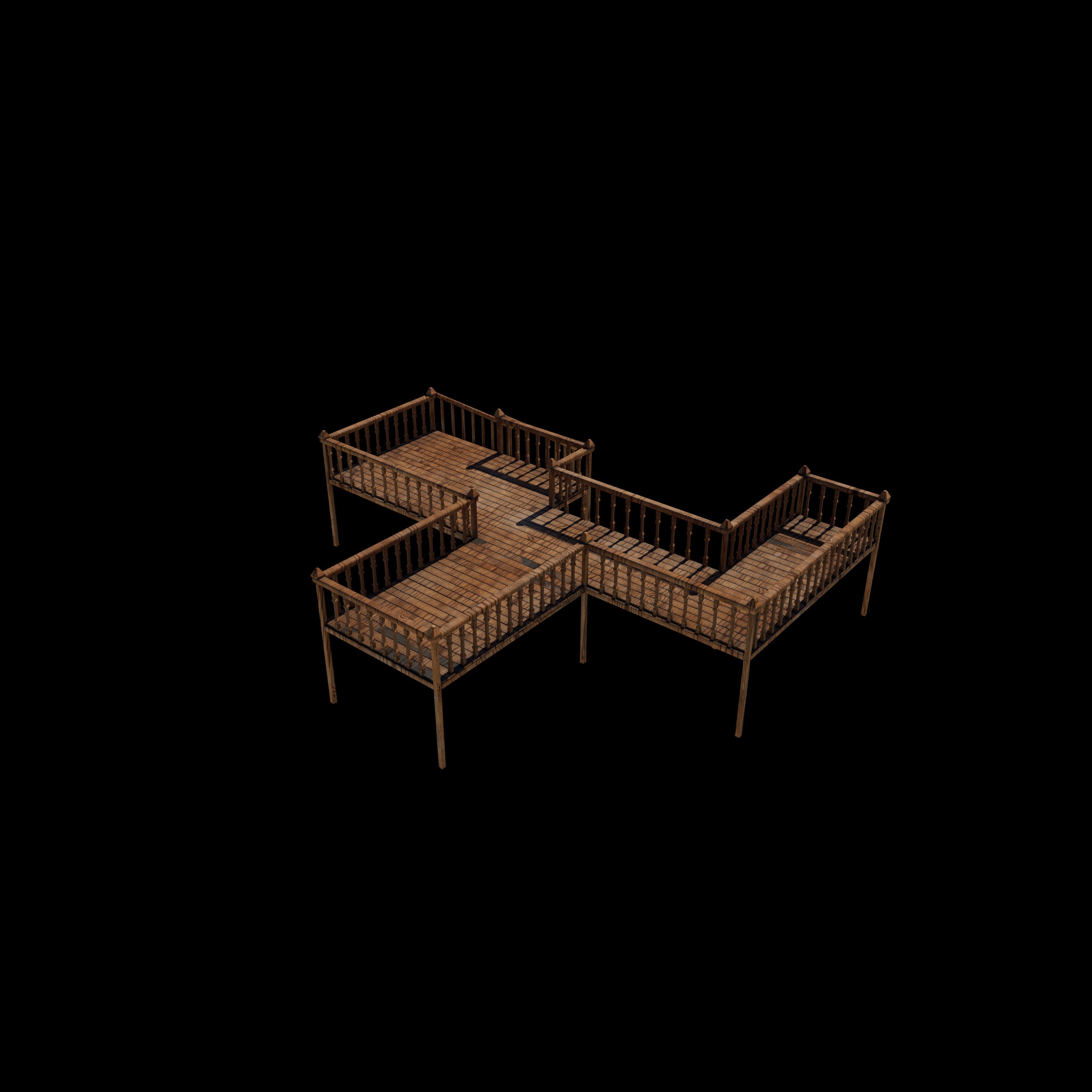 Wood Deck Veranda 3D model_11