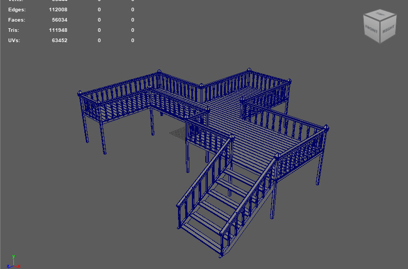 Wood Deck Veranda 3D model_15