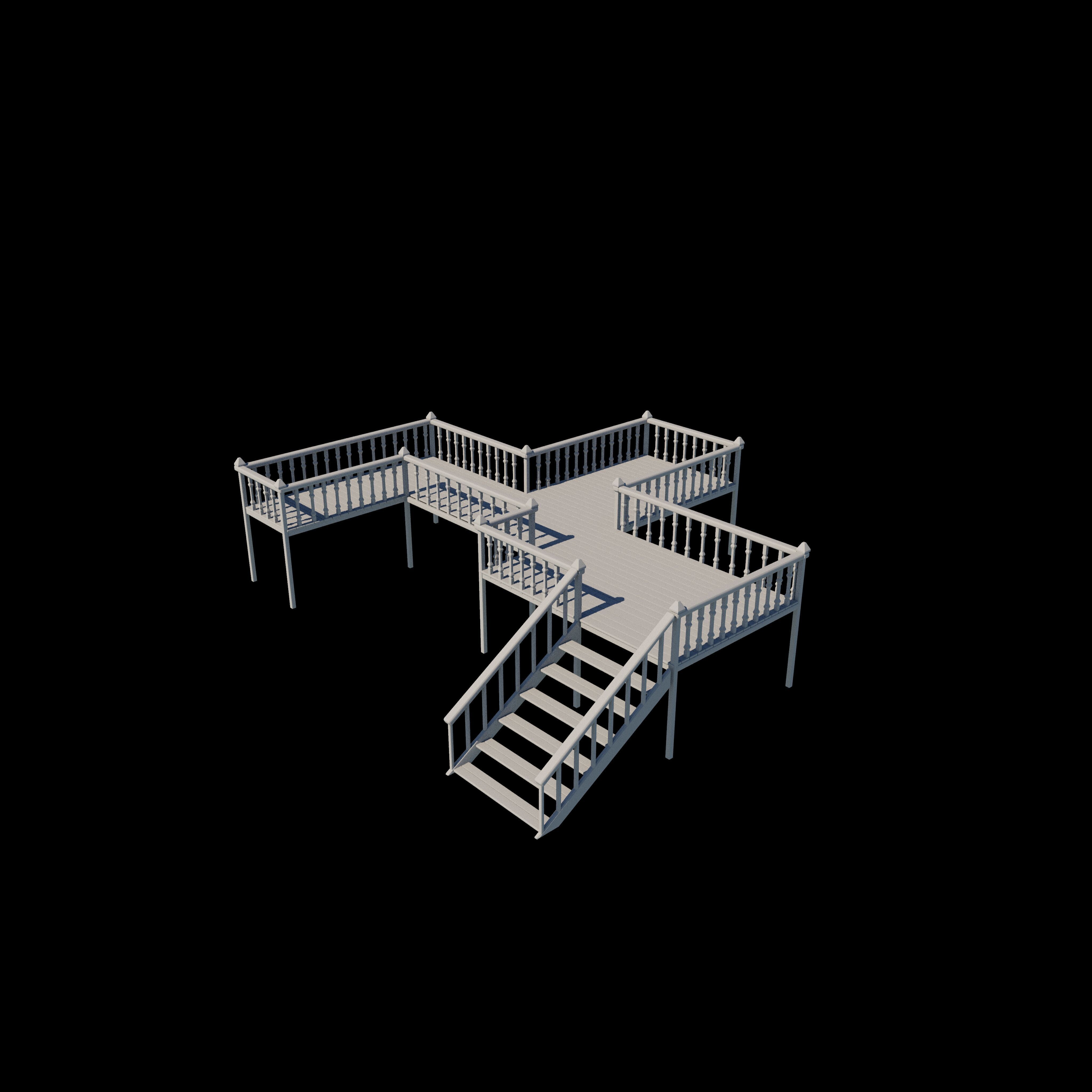 Wood Deck Veranda 3D model_16