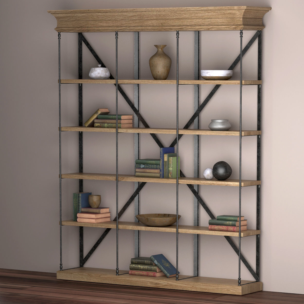 Old Oak Triple Rack 3D model_5