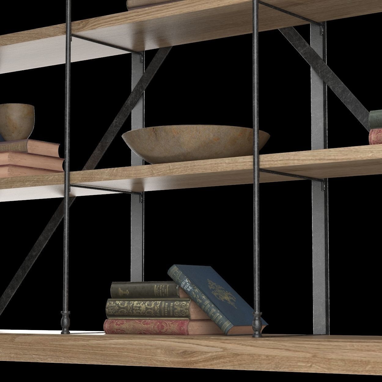 Old Oak Triple Rack 3D model_1