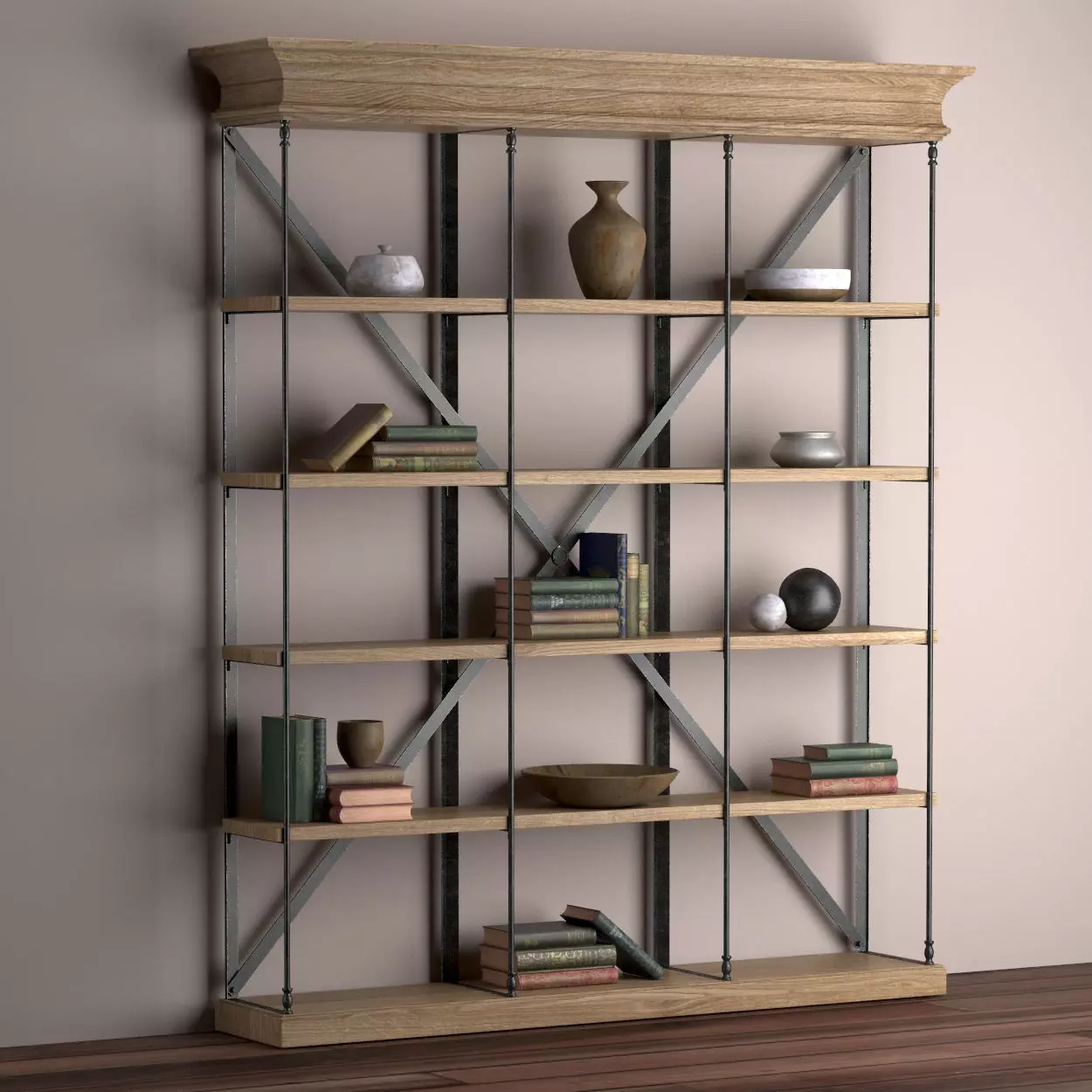 Old Oak Triple Rack 3D model_0