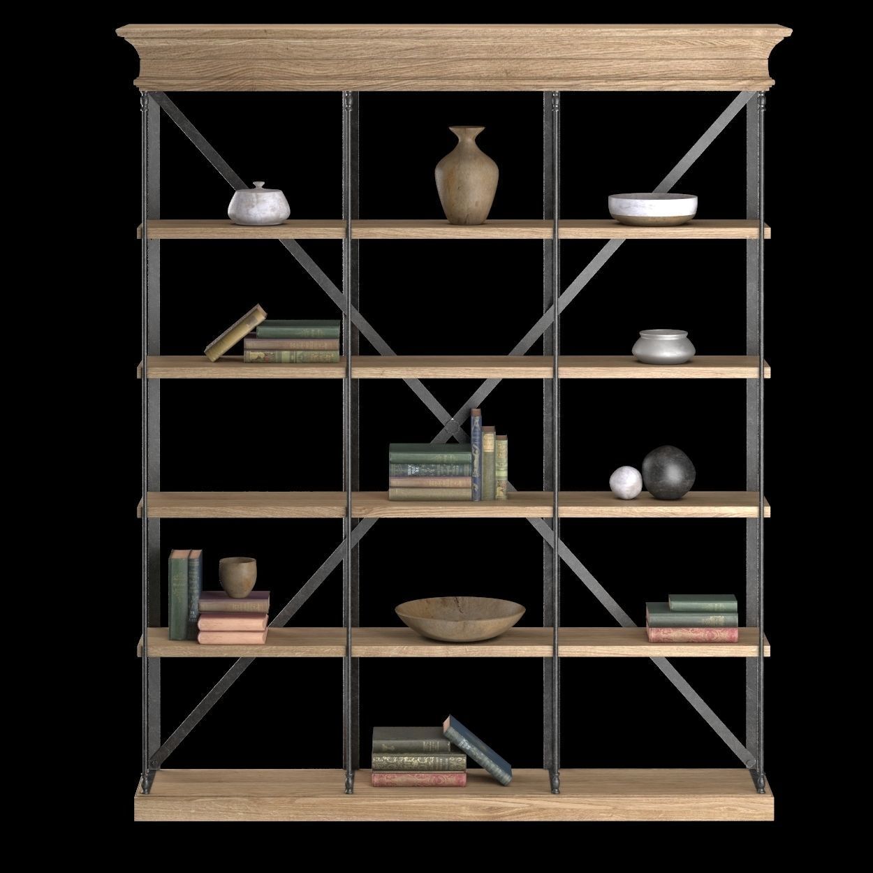Old Oak Triple Rack 3D model_3