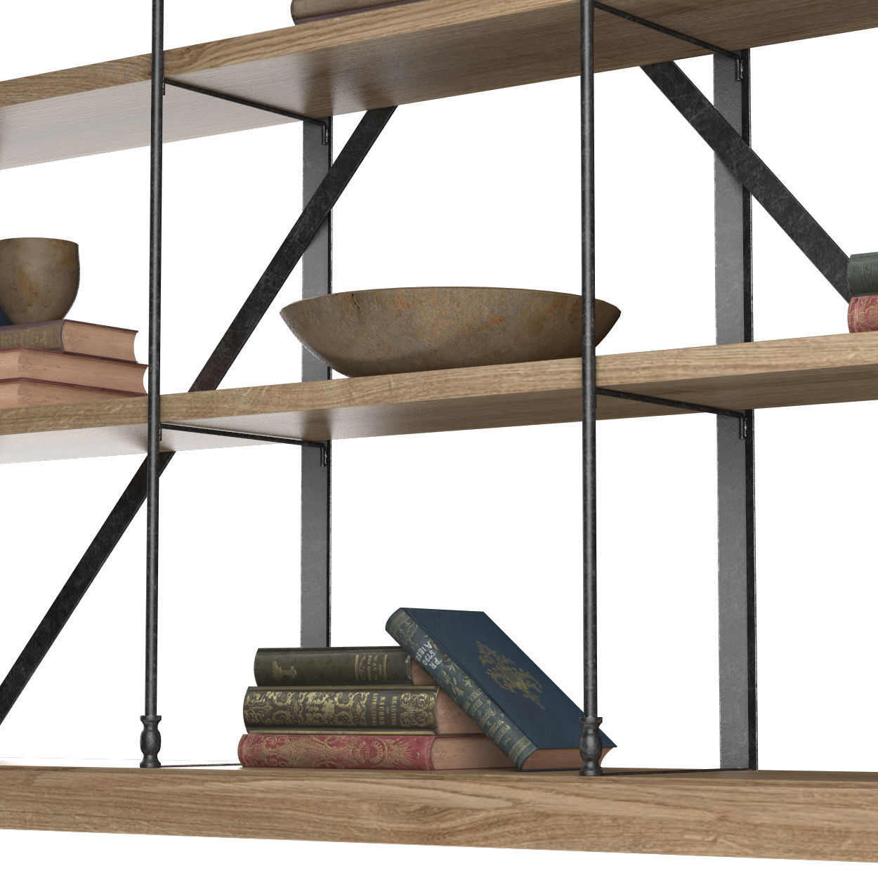 Old Oak Triple Rack 3D model_2