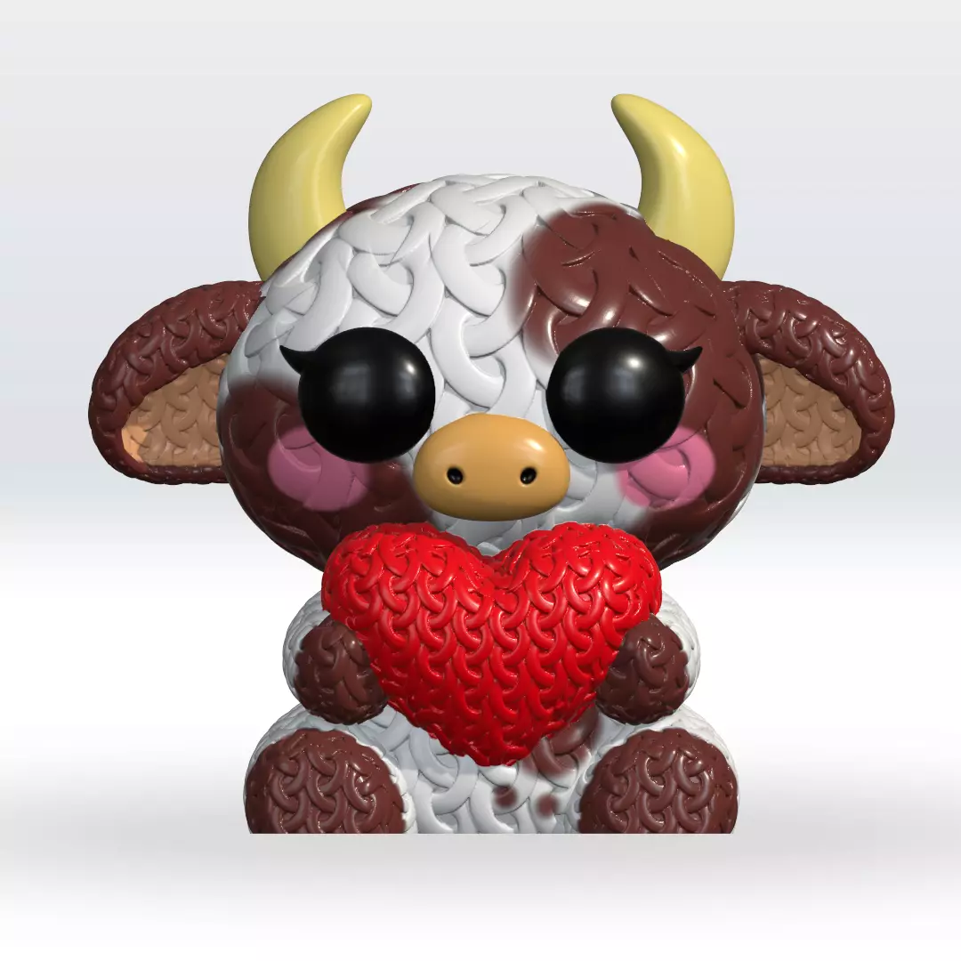 Knitted Cow Multicolor 3D Model STL file Cute Knitted 3D print model