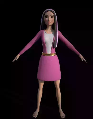 Stylized Low Poly Girl Character Game Ready 3D Model