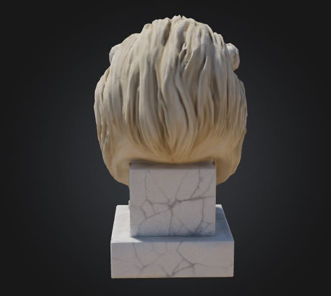 Lion Head Sculpture Low-poly 3D model_4