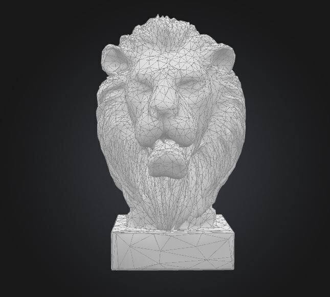 Lion Head Sculpture Low-poly 3D model_5