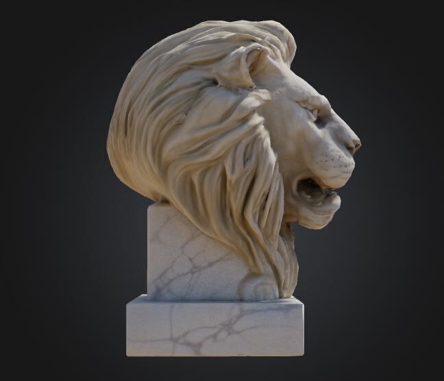 Lion Head Sculpture Low-poly 3D model_3