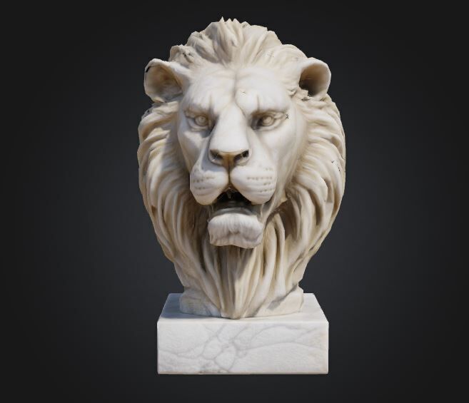 Lion Head Sculpture Low-poly 3D model_1