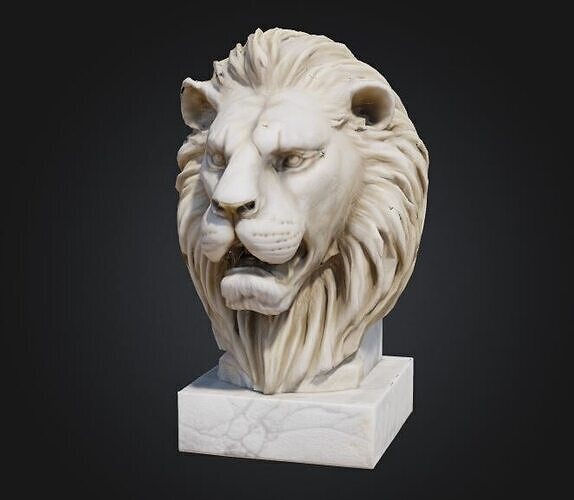 Lion Head Sculpture Low-poly 3D model
